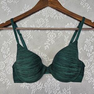 Victoria's Secret Uplift Semi Demi Bra Women's 32C Green Lined Adjustable Straps